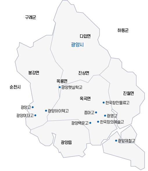 학교위치도 이미지. 학교를 클릭하시면 학교 홈페이지로 이동합니다